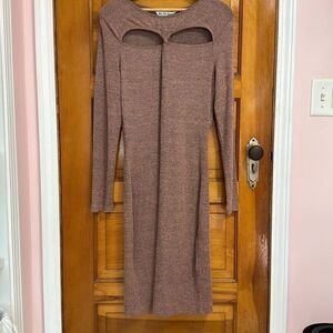 Walter Baker Tenley Long Sleeve Blush Pink Grey Midi Dress Women’s XL